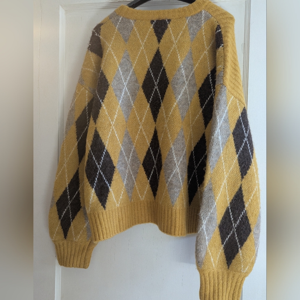 Moda Ana Argyle Pattern Mustard Sweater - image 2